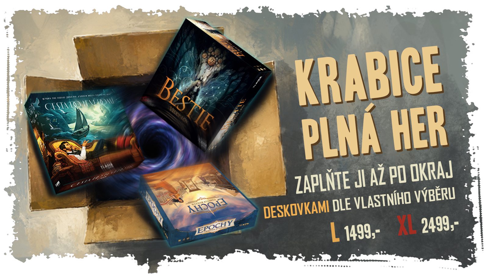 krabice plná her